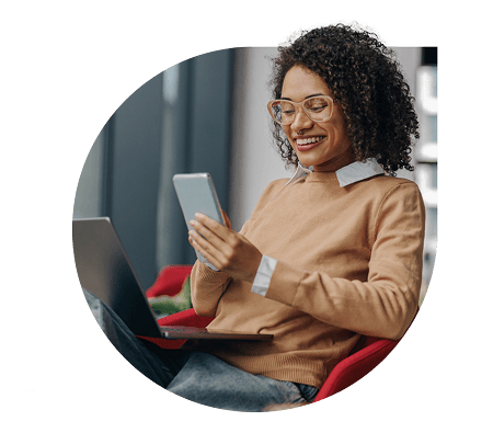 A lady looking at her phone